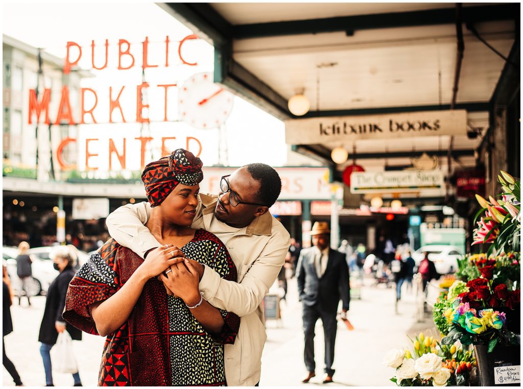 Downtown Seattle, Rooftop Pike Place Engagemgent Session_Captured by Candace Photography