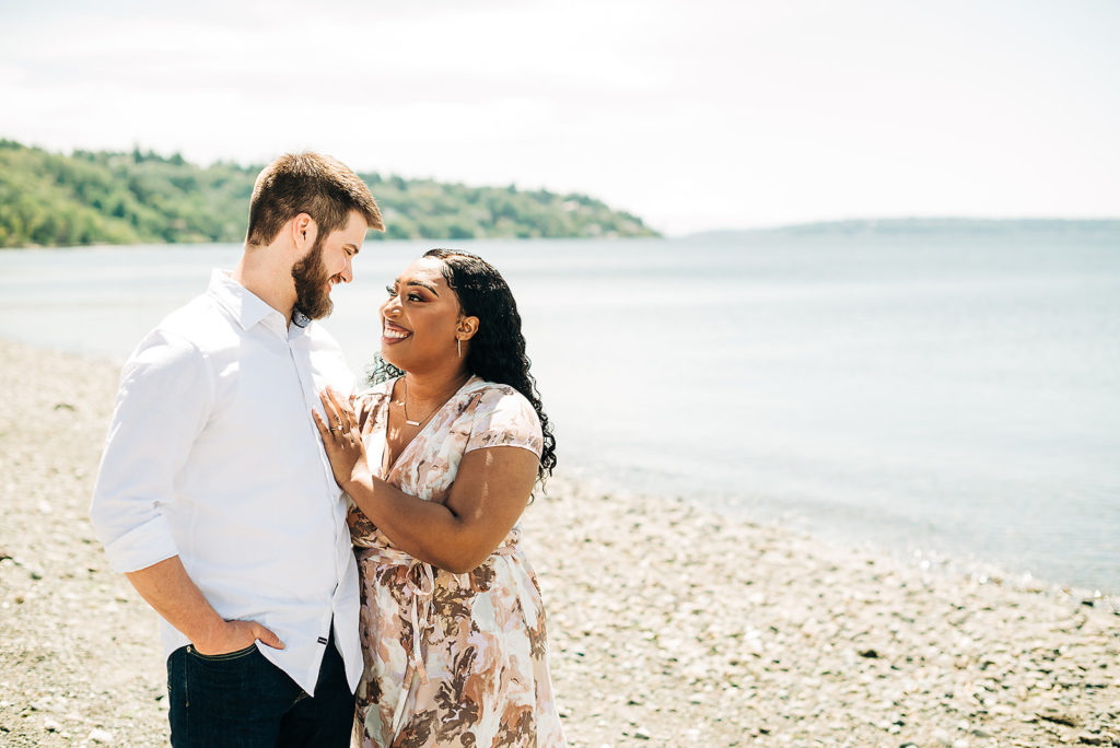 Interracial couple engagement session at discovery park 