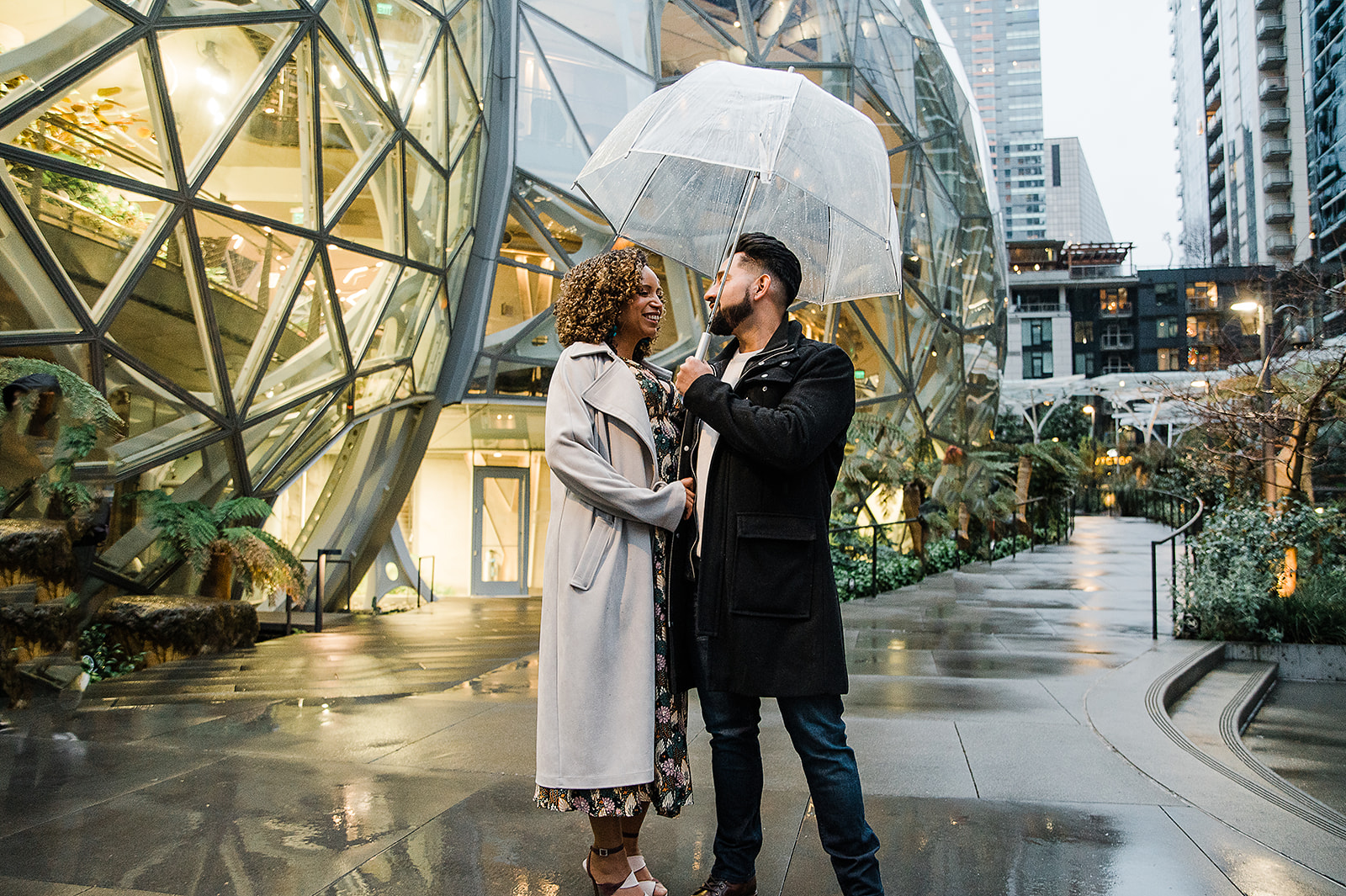 Amazon Spheres Engagement Photos, Amazon Headquarters Engagement Photos, Black Seattle Engagement Photographer, Captured by Candace Photography