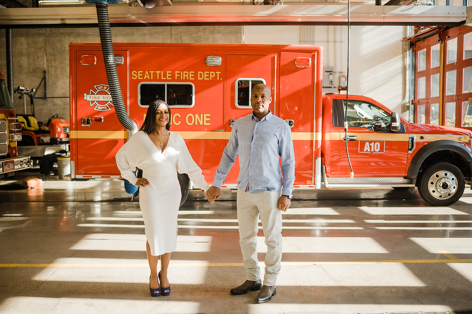 Seattle Fire Department Engagement Photos, Seattle Engagement Photographer, Black Seattle Engagement Photographer, Captured by Candace Photography