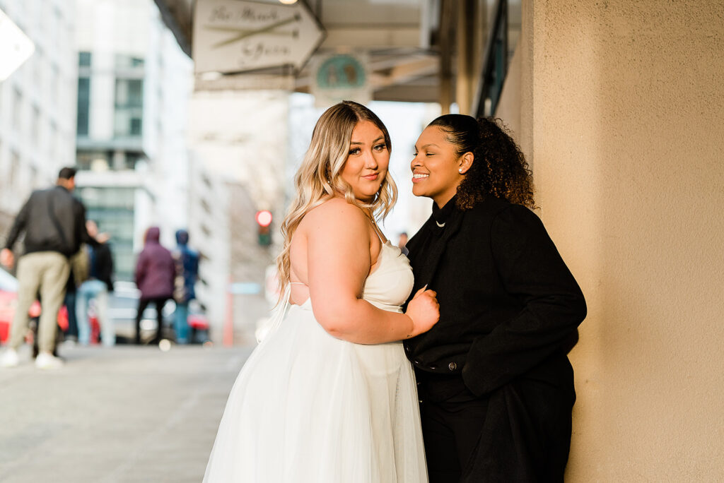 Downtown Seattle engagement photos, LGBTQ engagement photo shoot Seattle, Seattle engagement photographer, Captured by Candace Photography