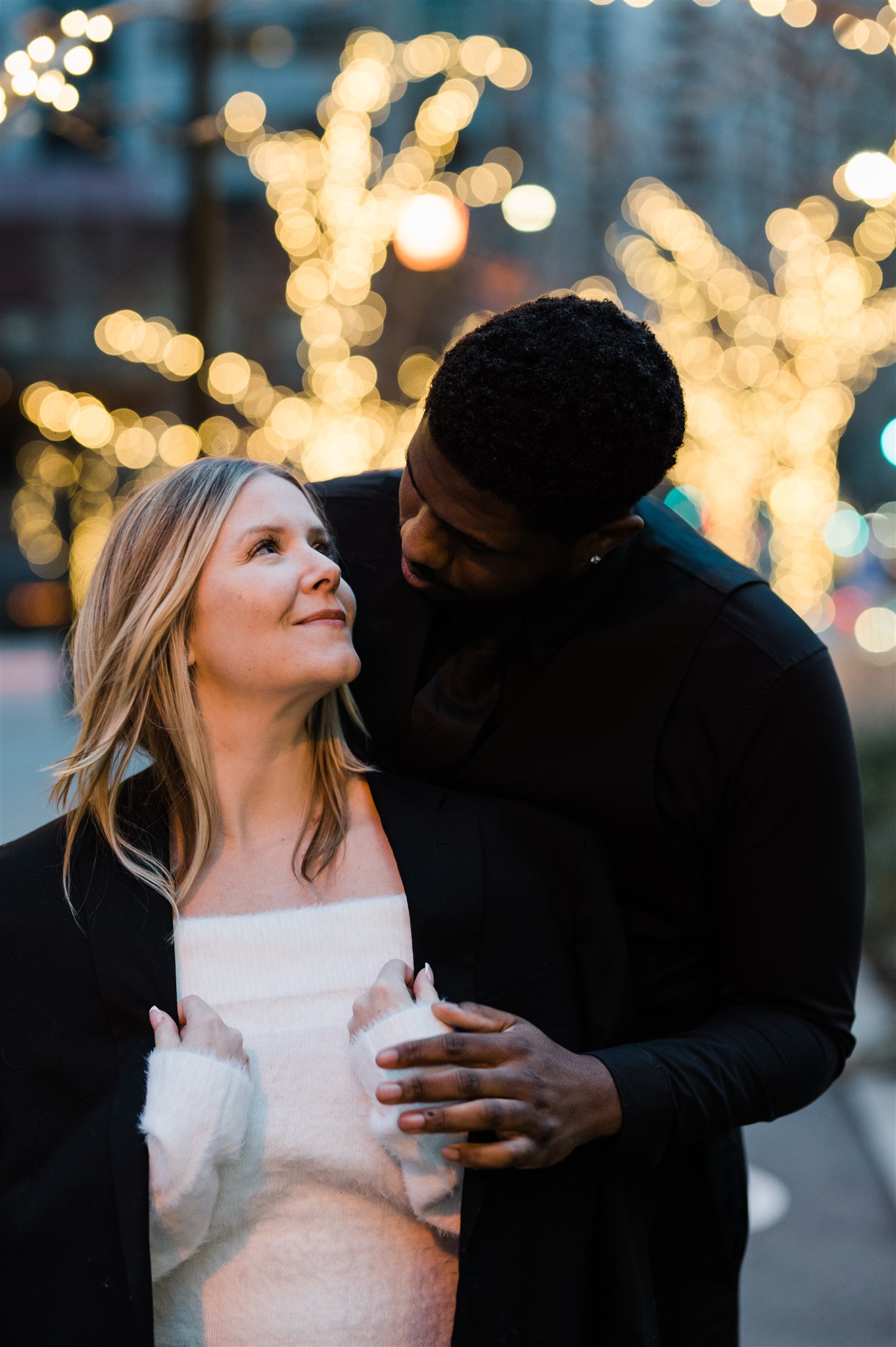 Winter Engagement Photos, Downtown Seattle Engagement Photos, Black Seattle Engagement Photographer, Captured by Candace Photography