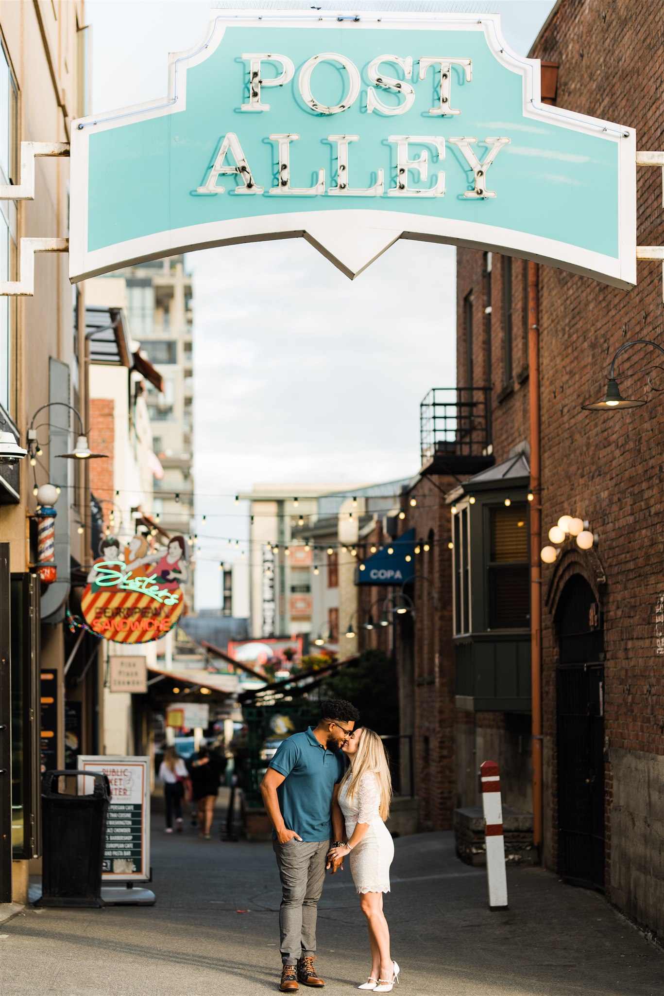 Pike Place Market Engagement Photos, Post Alley Engagement, Seattle Engagement Photographer, Captured by Candace Photography