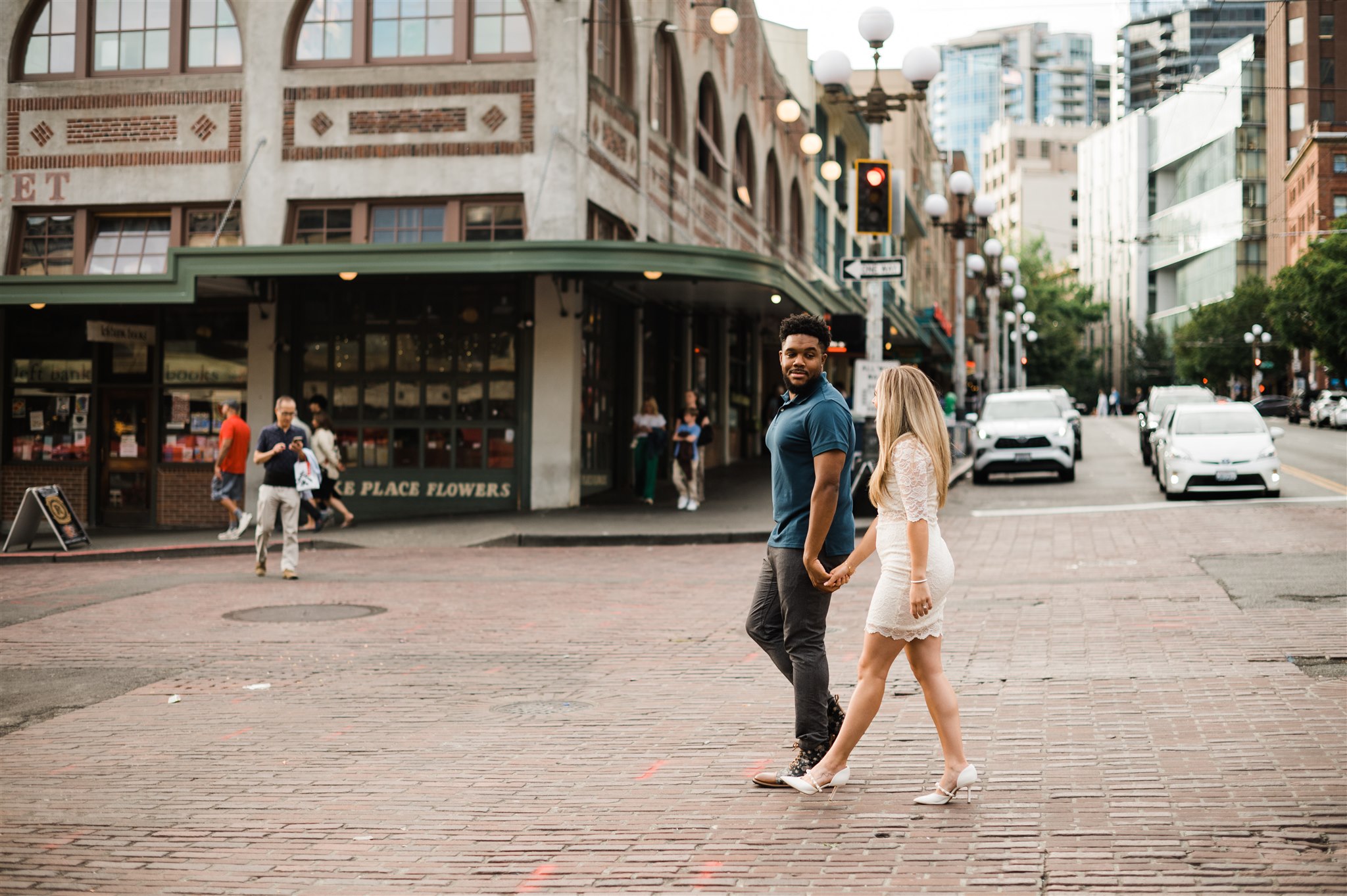 Pike Place Market Engagement Photos, Post Alley Engagement, Seattle Engagement Photographer, Captured by Candace Photography