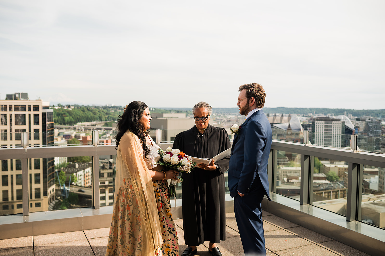 Courthouse Wedding Seattle, Rooftop Courthouse Wedding Seattle, Court Marriage Seattle