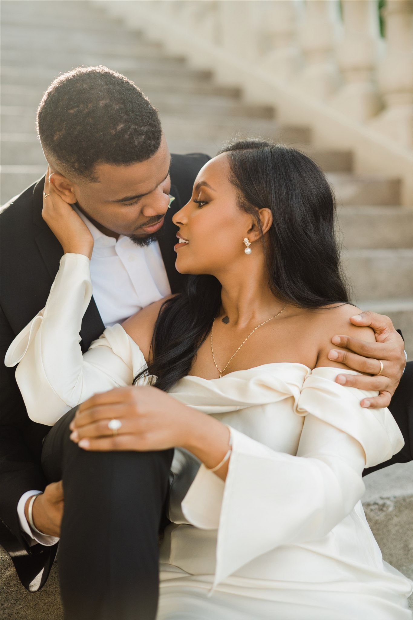 Golden Hour Engagement Photos Spanish Steps Tacoma