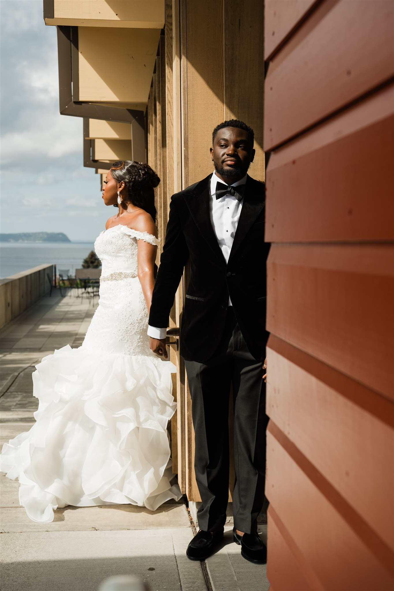First Touch During Seattle Wedding