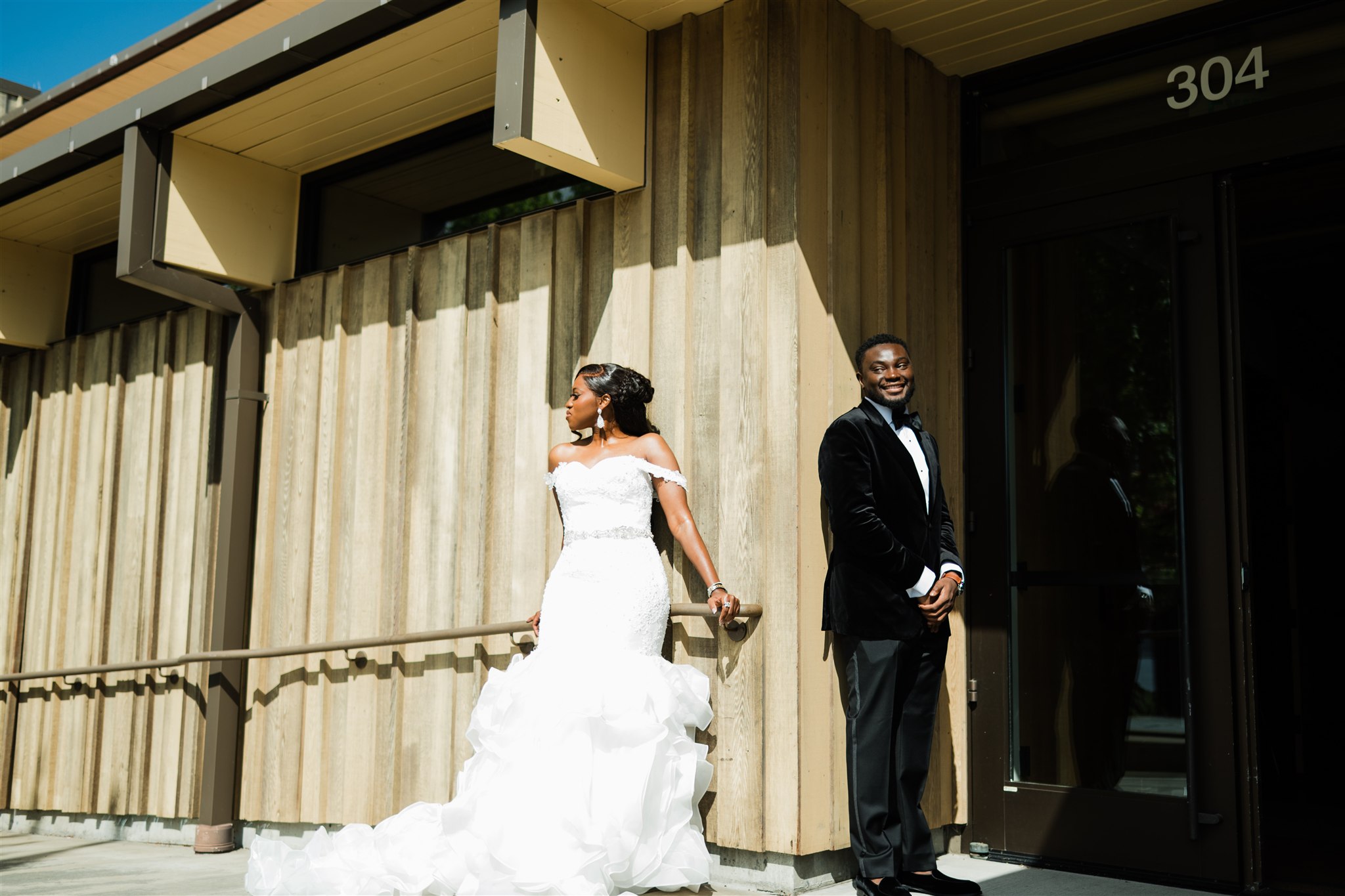 Bride and Groom First Touch During Seattle Wedding