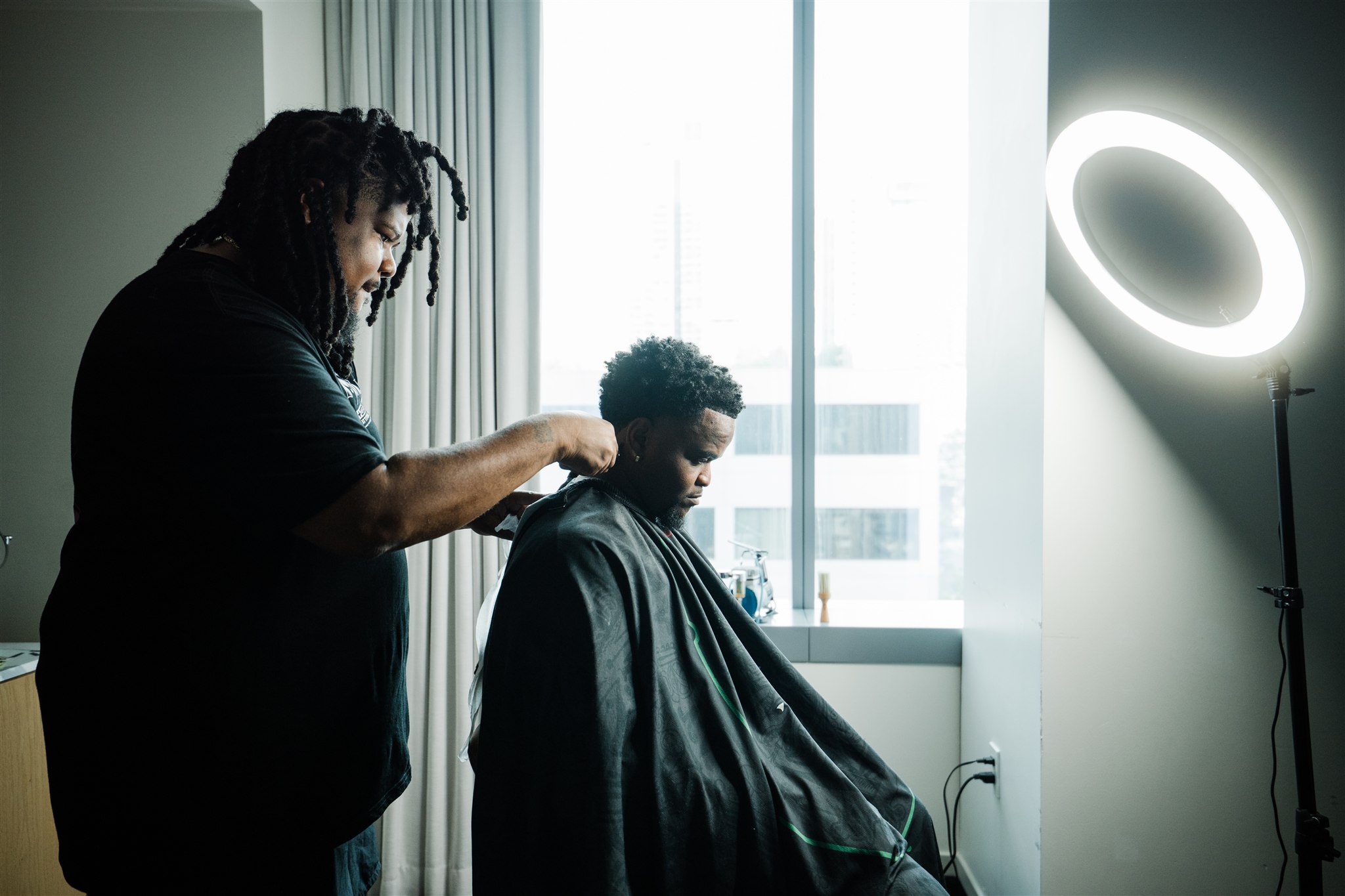Groom Getting Ready in Suite at Seattle Sanctuary