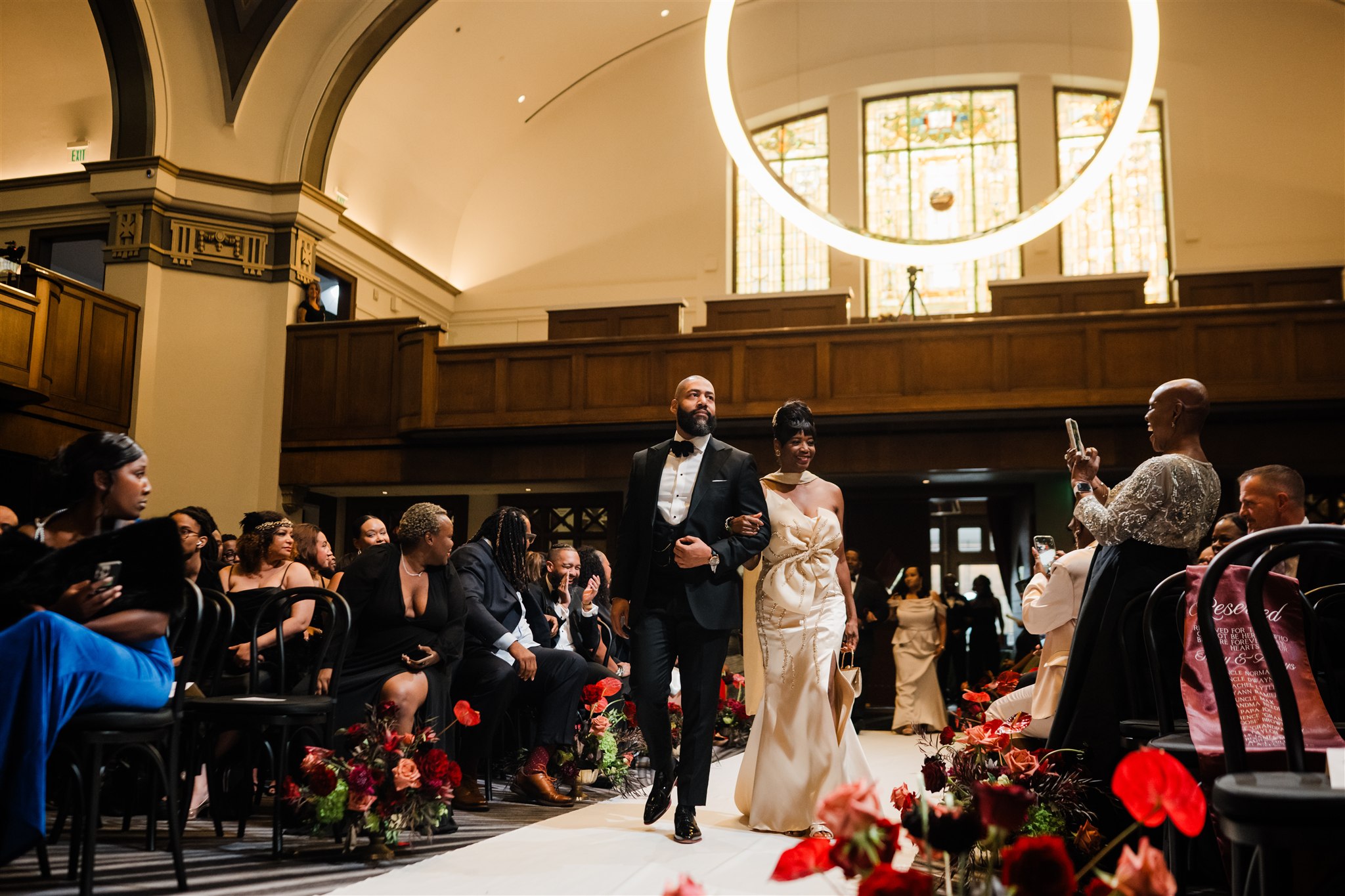 Parents Walking Down Aisle at Lotte Hotel Seattle Wedding 