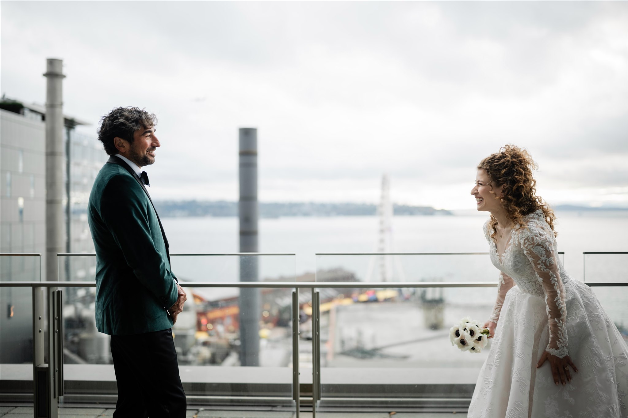 Skyline Views of Seattle from Seattle Art Museum Wedding