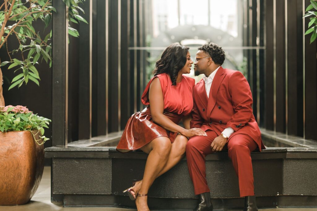  Court in the Square engagement photos glass ceiling atrium Pioneer Square Seattle