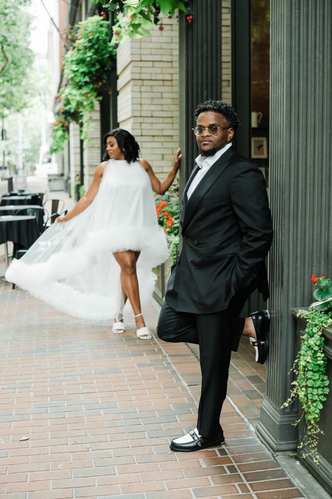 Pioneer Square engagement session Seattle wedding photographer