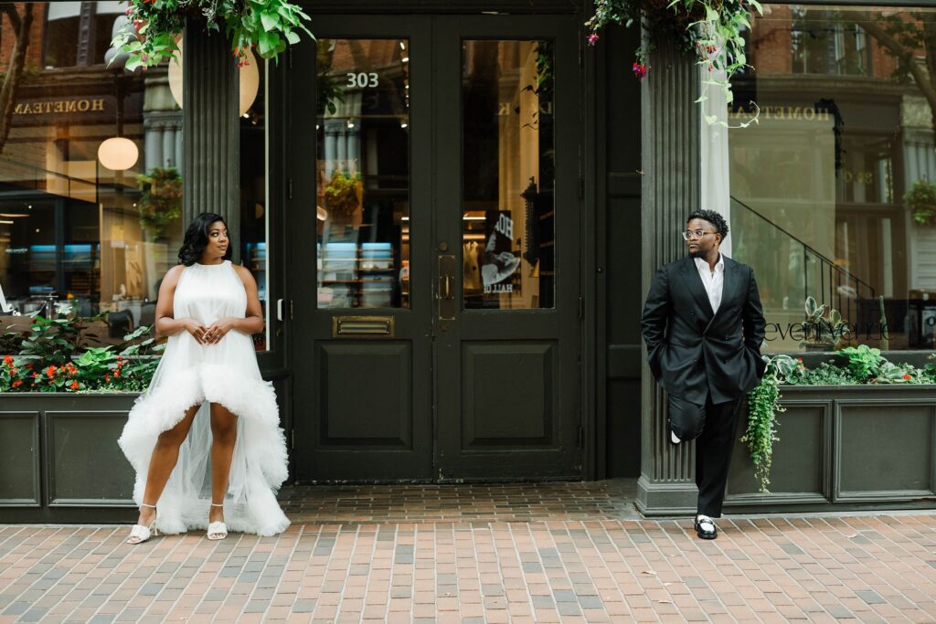 Pioneer Square engagement session Seattle wedding photographer