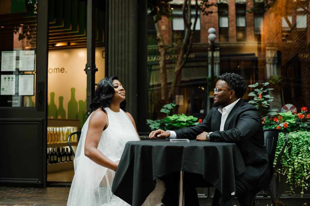 Pioneer Square engagement session Seattle wedding photographer