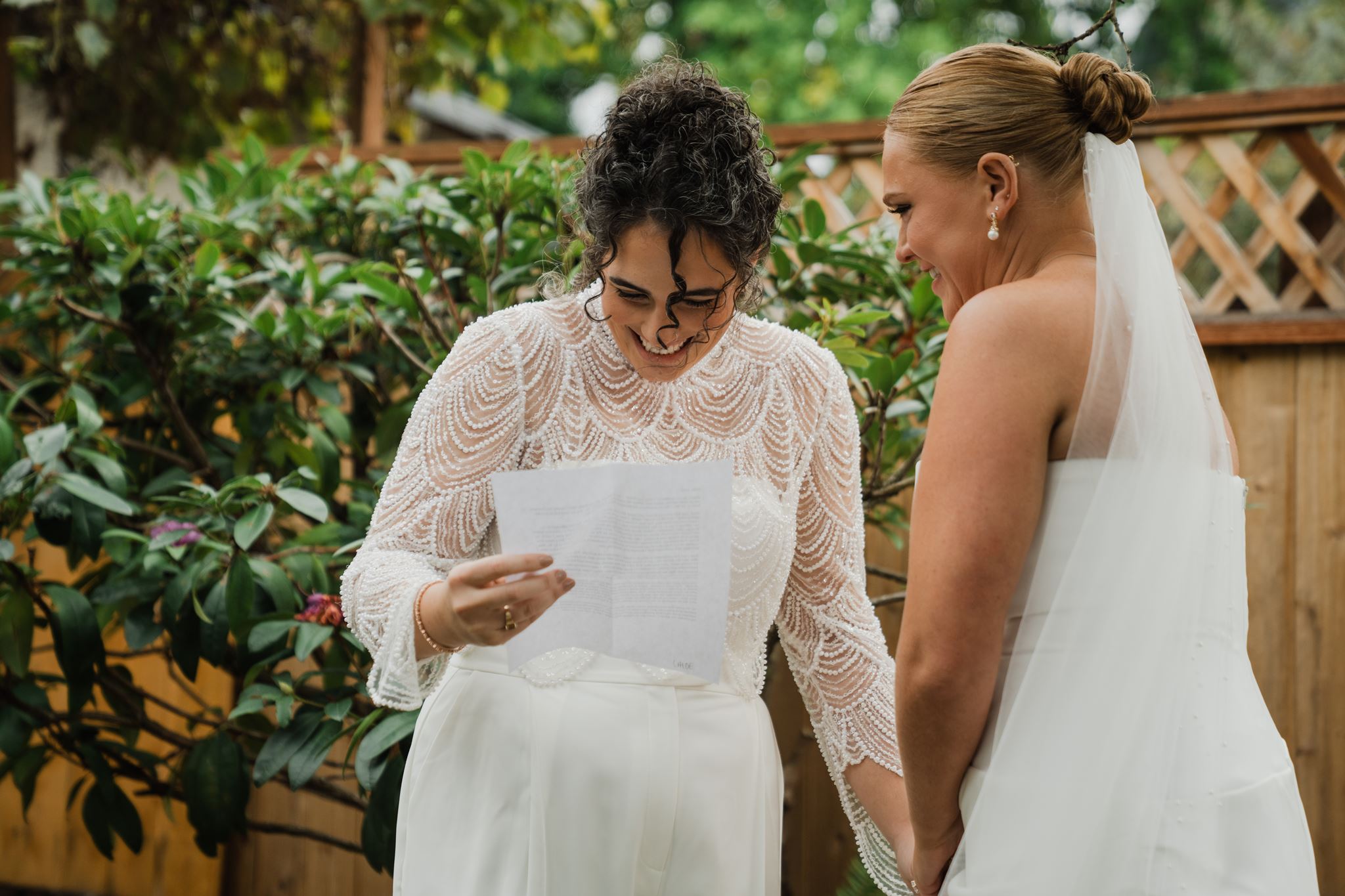 Brides Exchanging Personal Vows During First Look