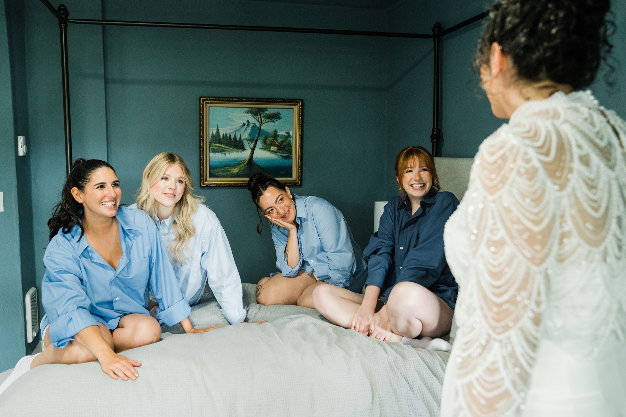 Bride Sharing First Look with Wedding Party