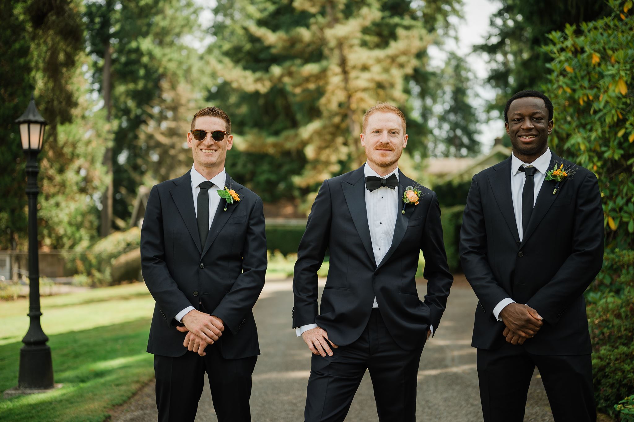 Wedding Party Walk With Groom to Meet Bride for First Look