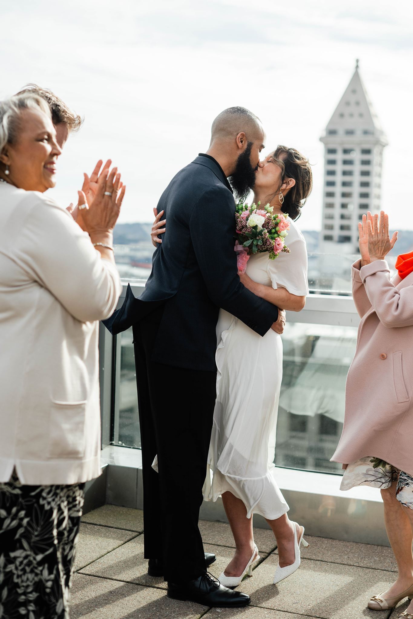 Rooftop Courthouse Wedding Overlooking Seattle